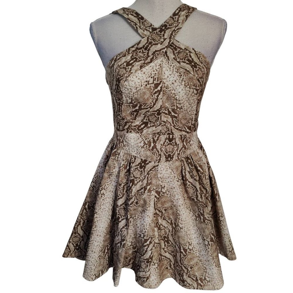 Moda International Halter Crossover Back Sleeveless Fit and Flare Dress Size 4